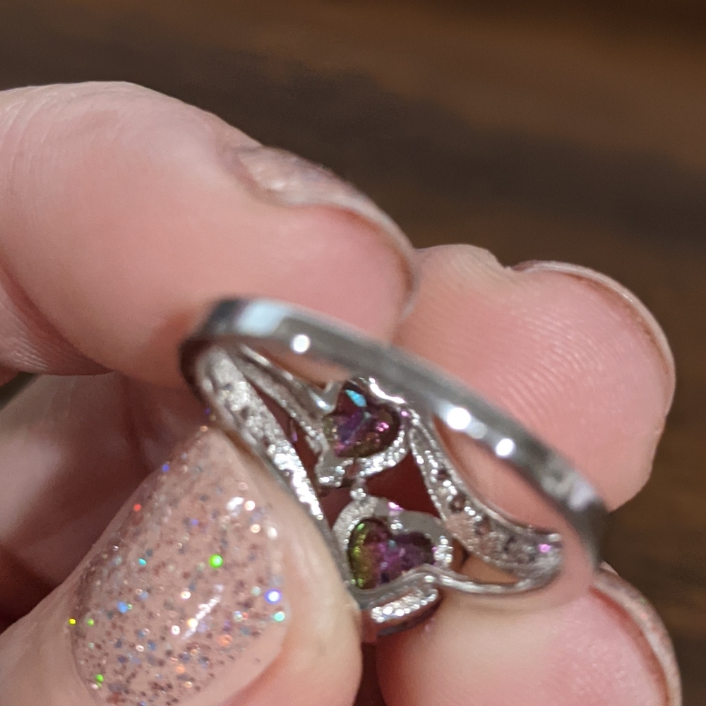 Mystic Fire Topaz Hearts Ring - Picture 4 of 5